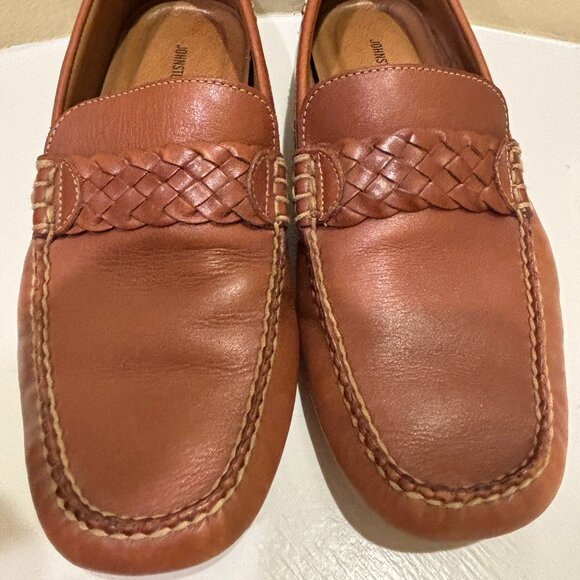 👞Johnston & Murphy Flex Men's Loafers Shoes 9M Tan Leather Slip-ons Drivers - Picture 5 of 8